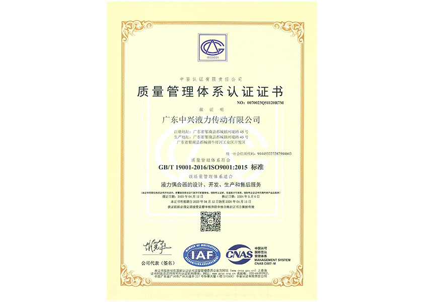 2023年質(zhì)量管理體系認(rèn)證證書(shū)